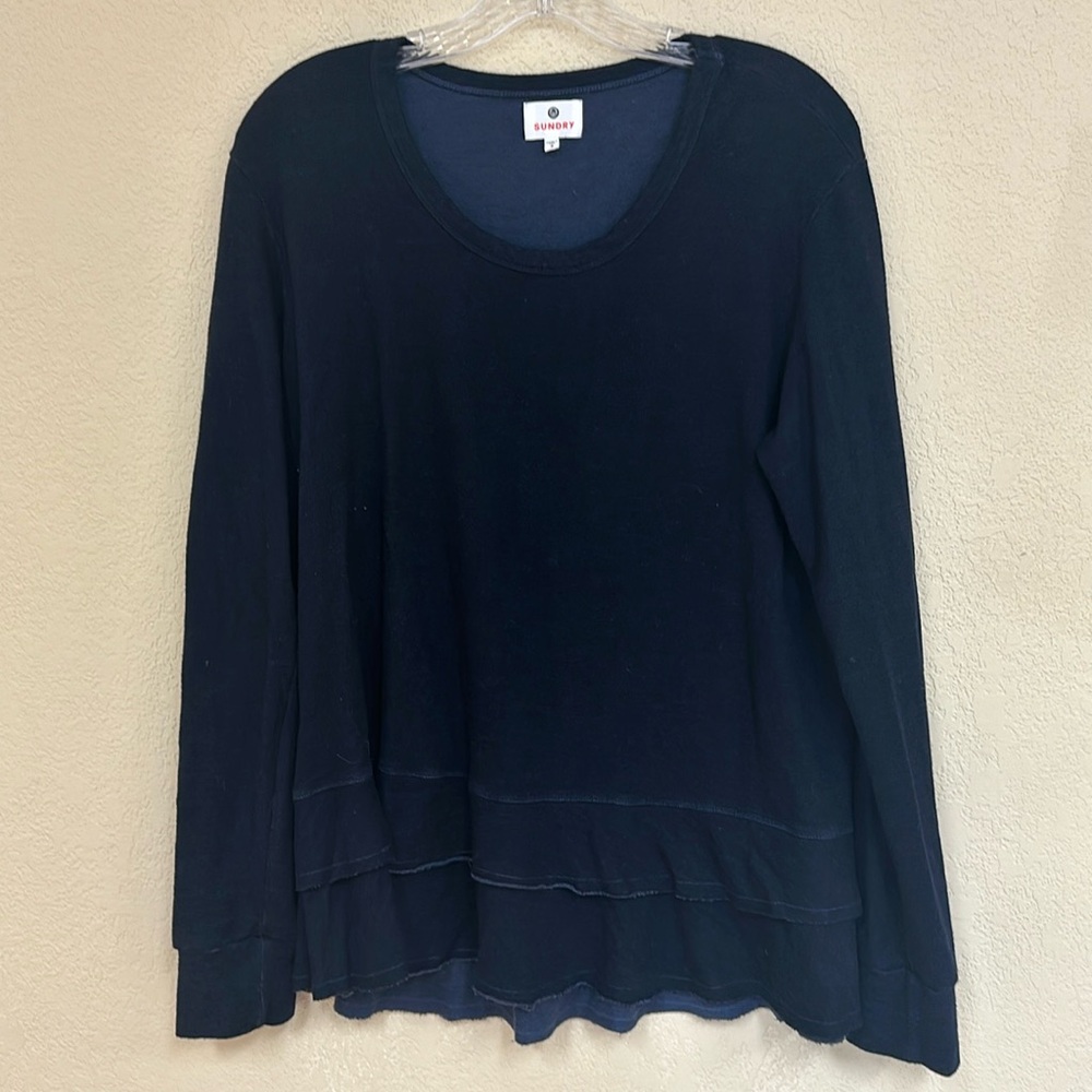 Anthropologie Sundry womans Navy Blue Crewneck Sweatshirt Sweater Size 2 M